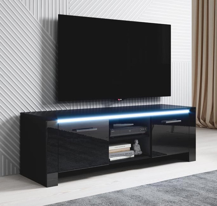 Imagen de Mueble TV modelo Edy (120x40cm) color negro con LED RGB