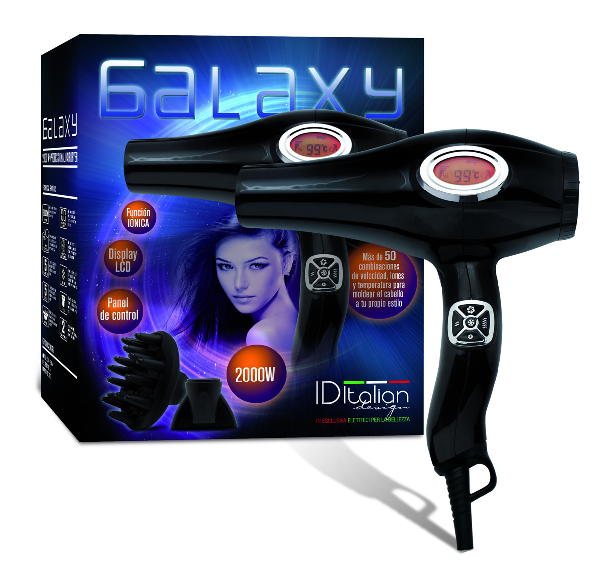 Imagen de Secador Pelo 5 Velocidades Galaxy Gti 2000 W