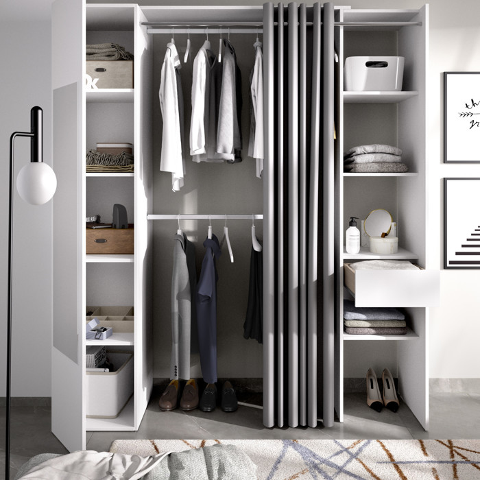 Imagen de Kit vestidor con columna cerrada con espejo y cortina