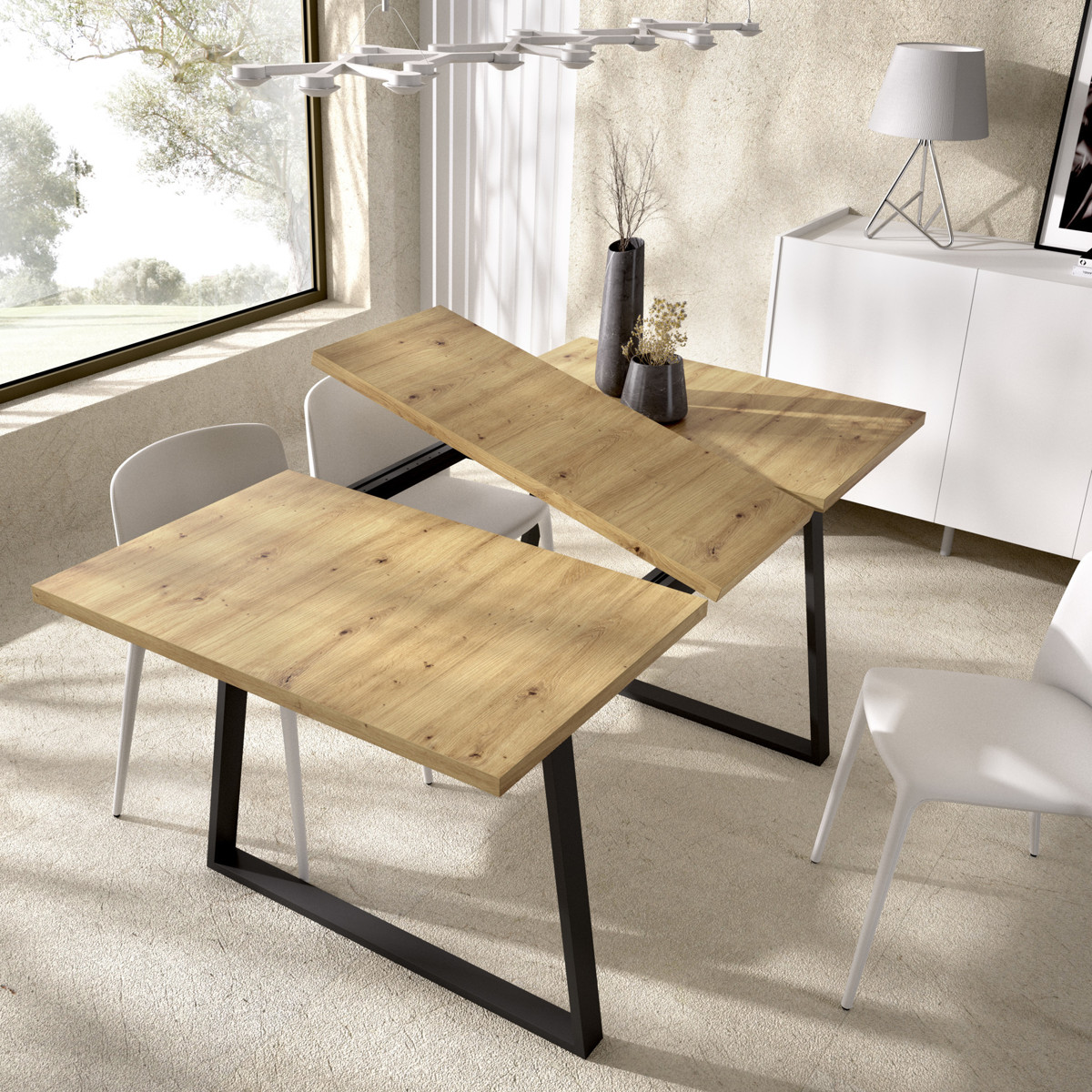 Mesa comedor extensible patas metálicas 120