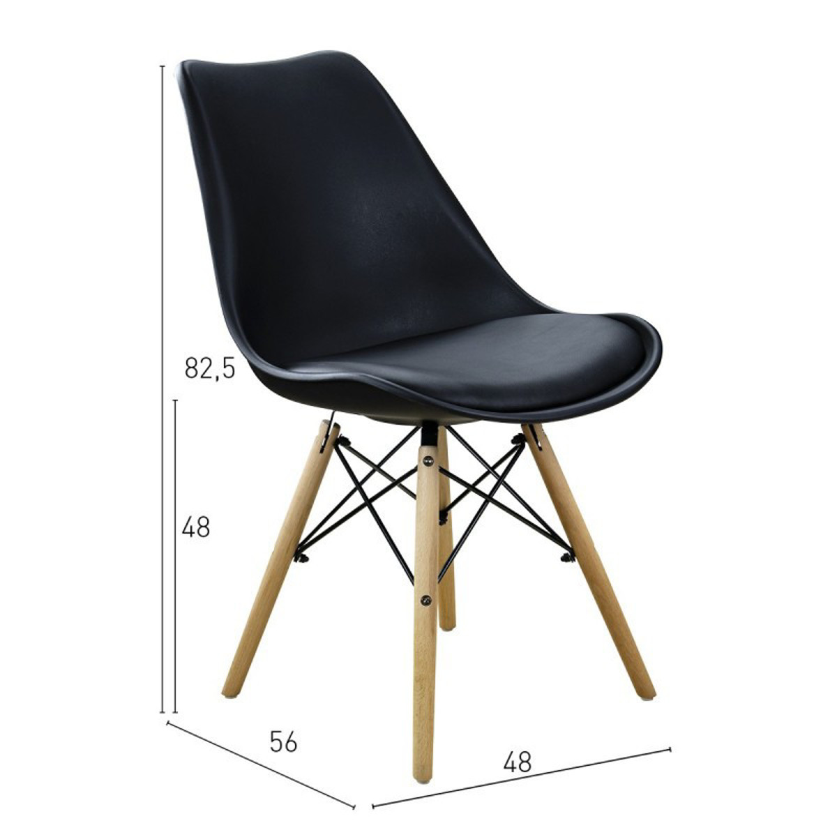 Imagen de SILLA NORDIC BLACK (56X48X82,5 - ASIENTO AL SUELO 48CM)