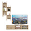 Imagen de Coposicionde Salon la cual incluye mesa Tv con una puerta y Modulo alto de estanteria para colgar a la pared