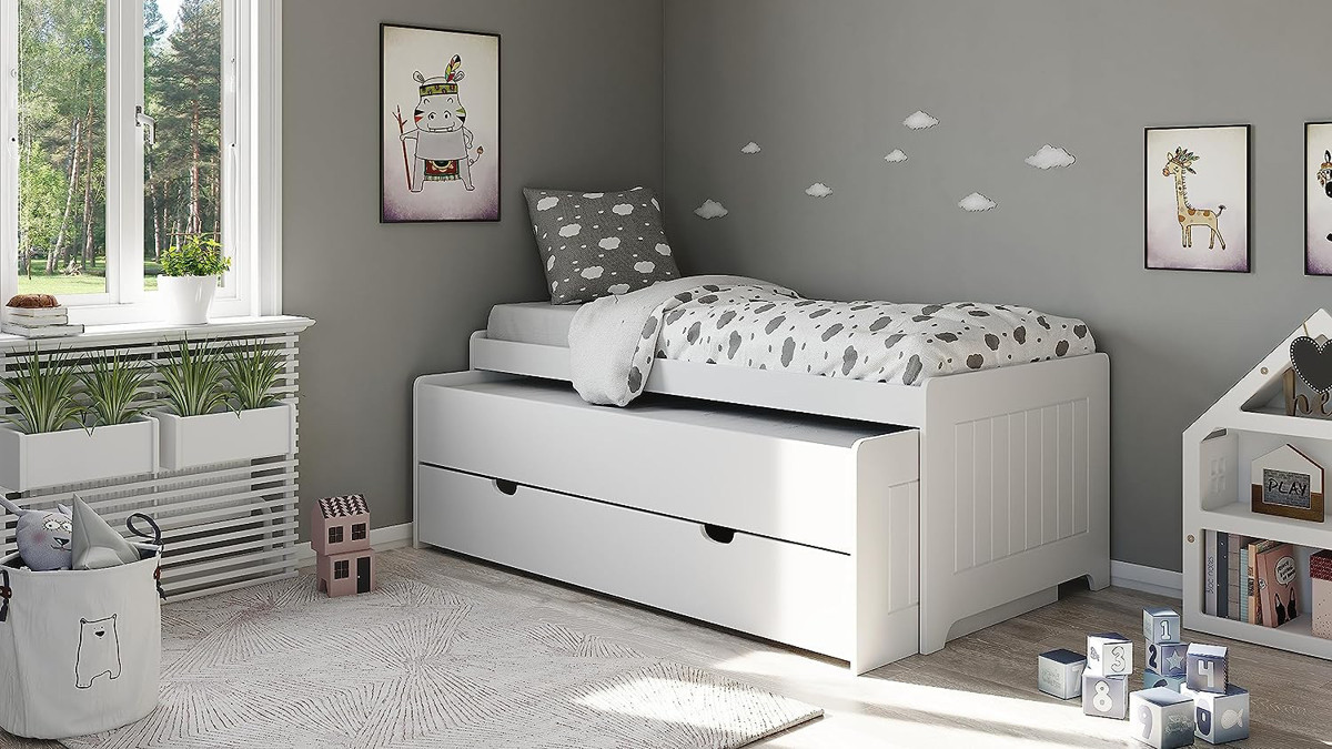 Imagen de Cama Compacta Fabricada en MDF con tablero de 22mm de grosor, lacado en color blanco