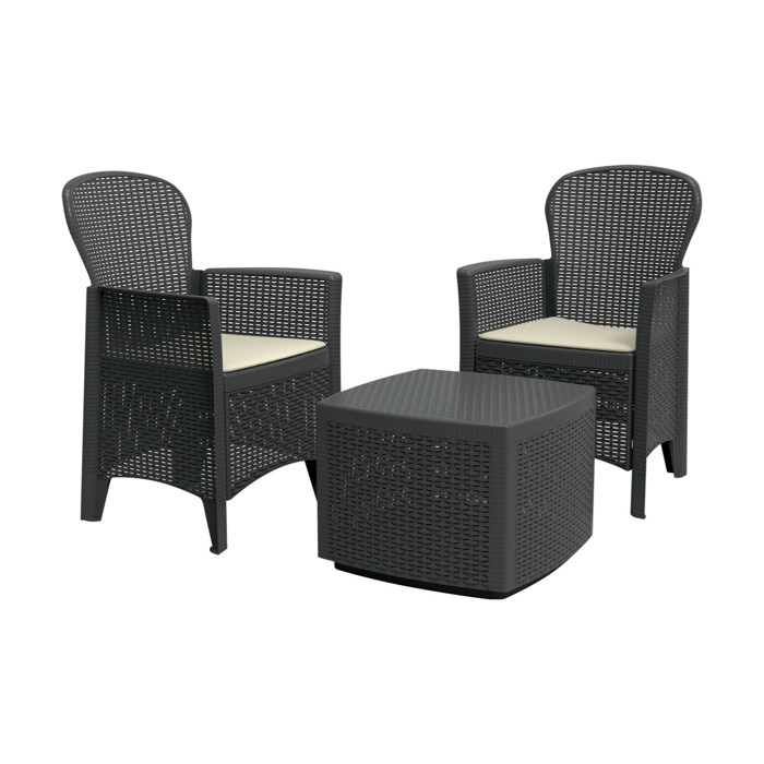 Imagen de Conjunto de Exterior de 2 butacas + 1 mesa 
    Mesa: 43x43x39 cm color negro