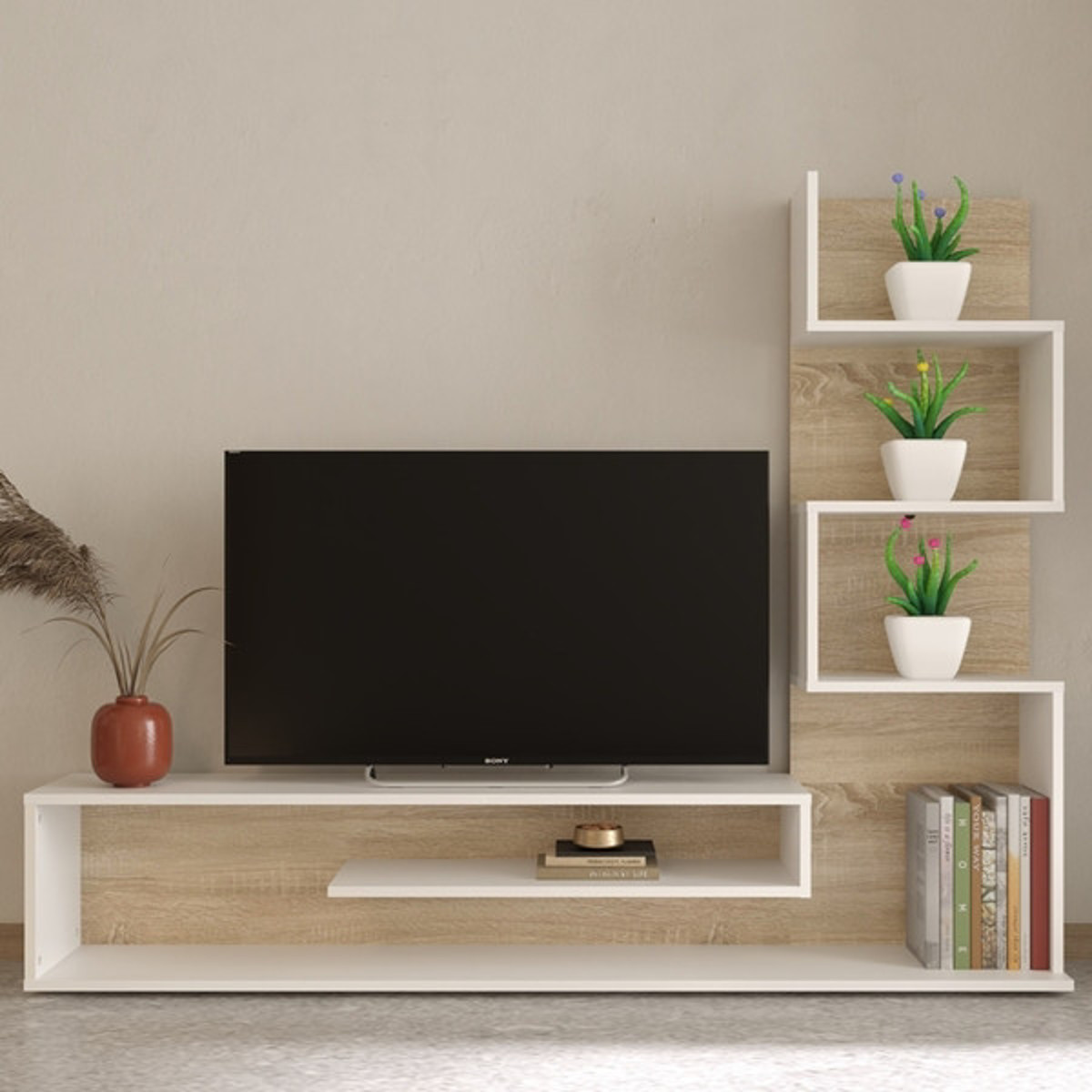 Imagen de Mueble para Televisión fabricado en melamina y con estantes