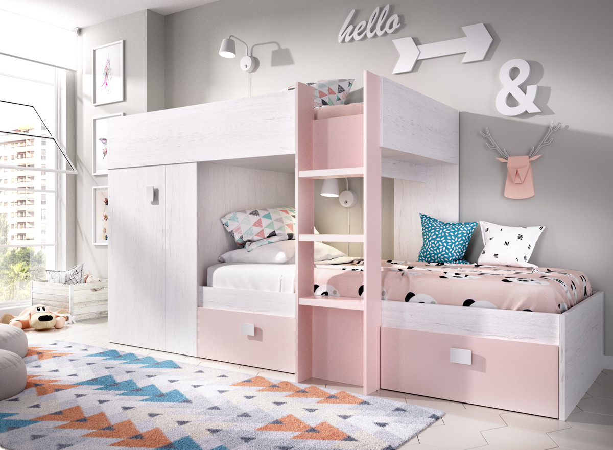 Imagen de Cama Tren Con Armario Y 2 Cajones