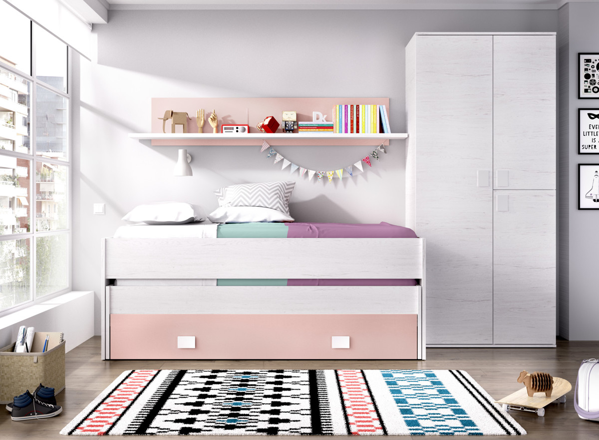 Imagen de Cama Compacto 1 Cajones+Estanteria