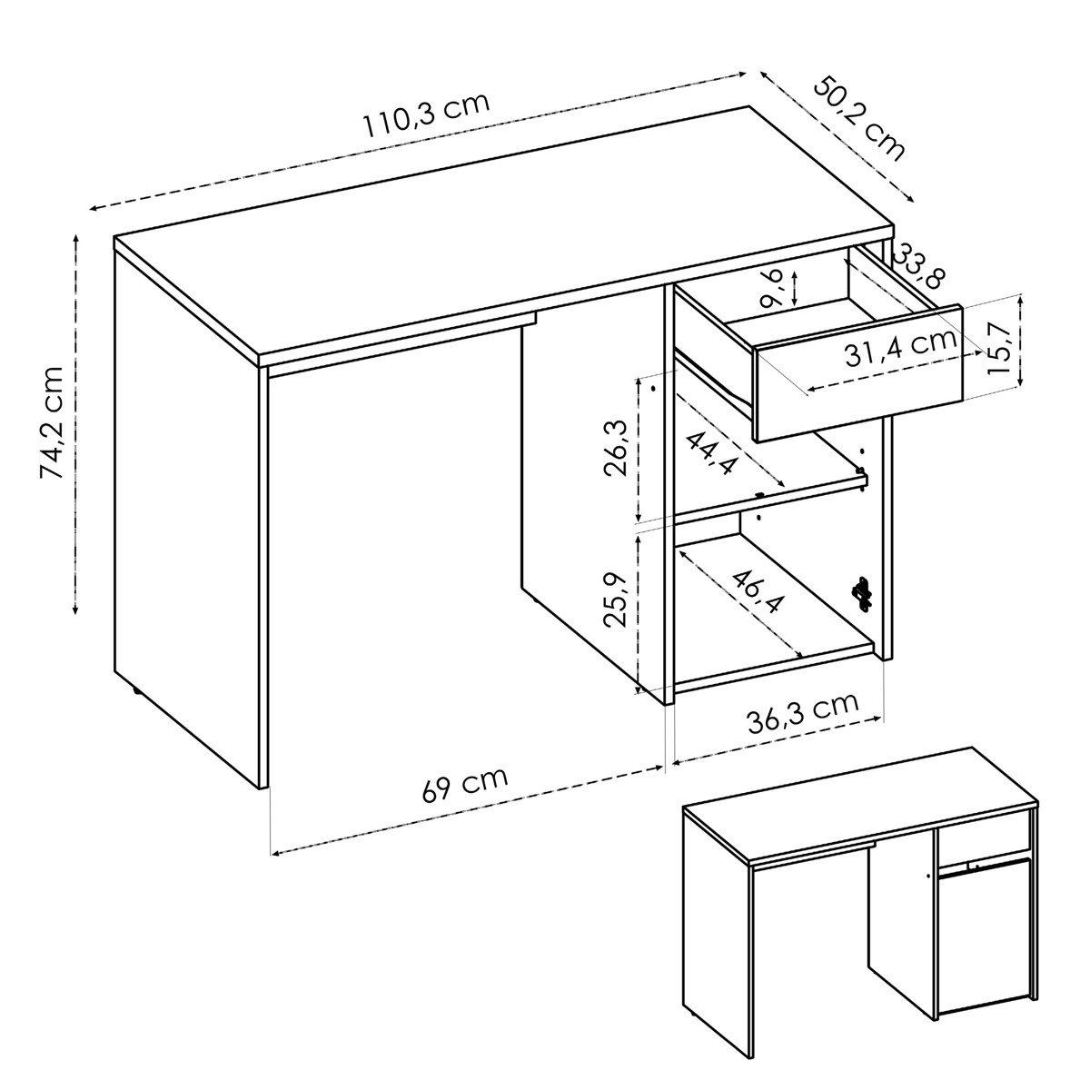 Imagen de Mesa escritorio 1 cajón y 1 puerta