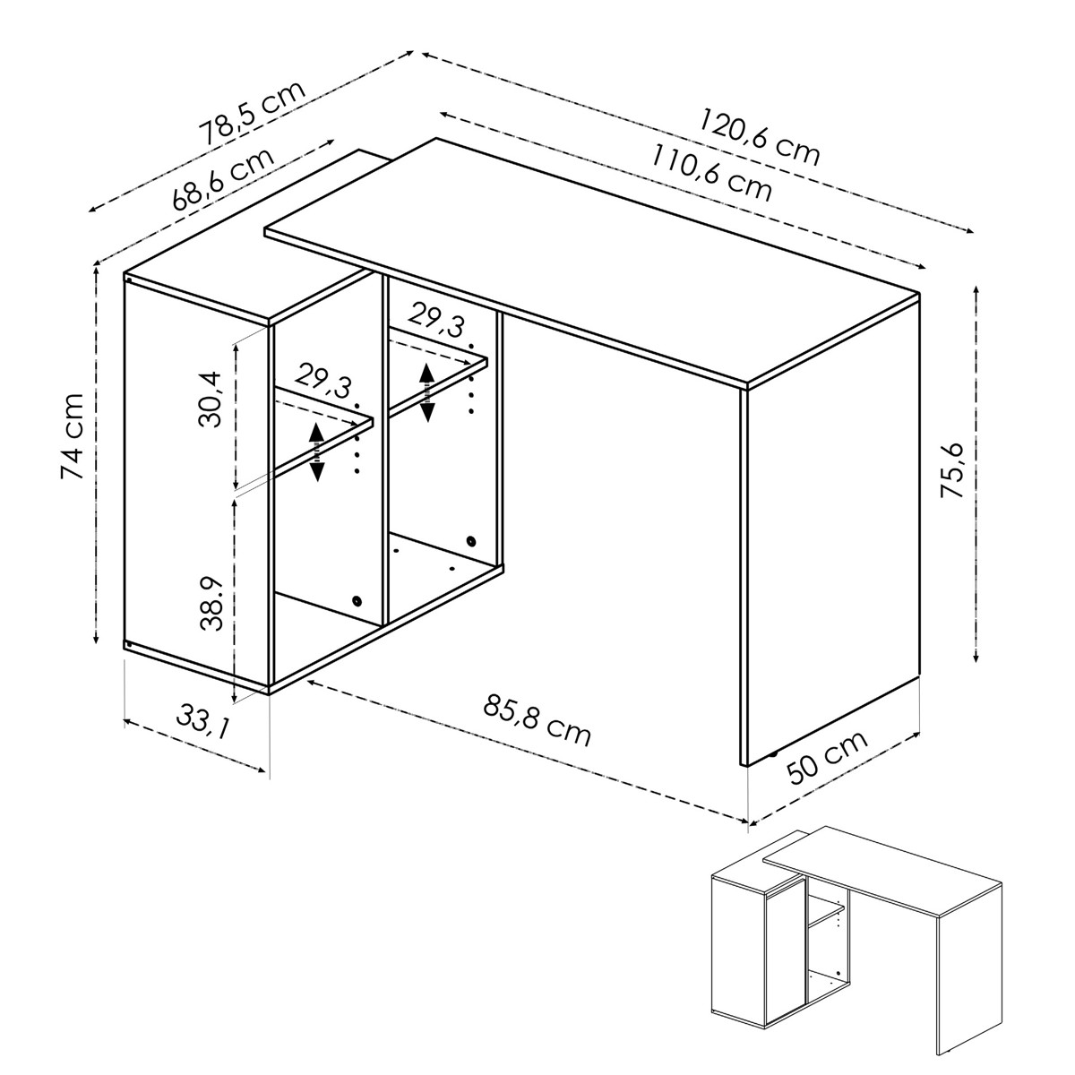 Imagen de Mesa escritorio rincón 1 puerta