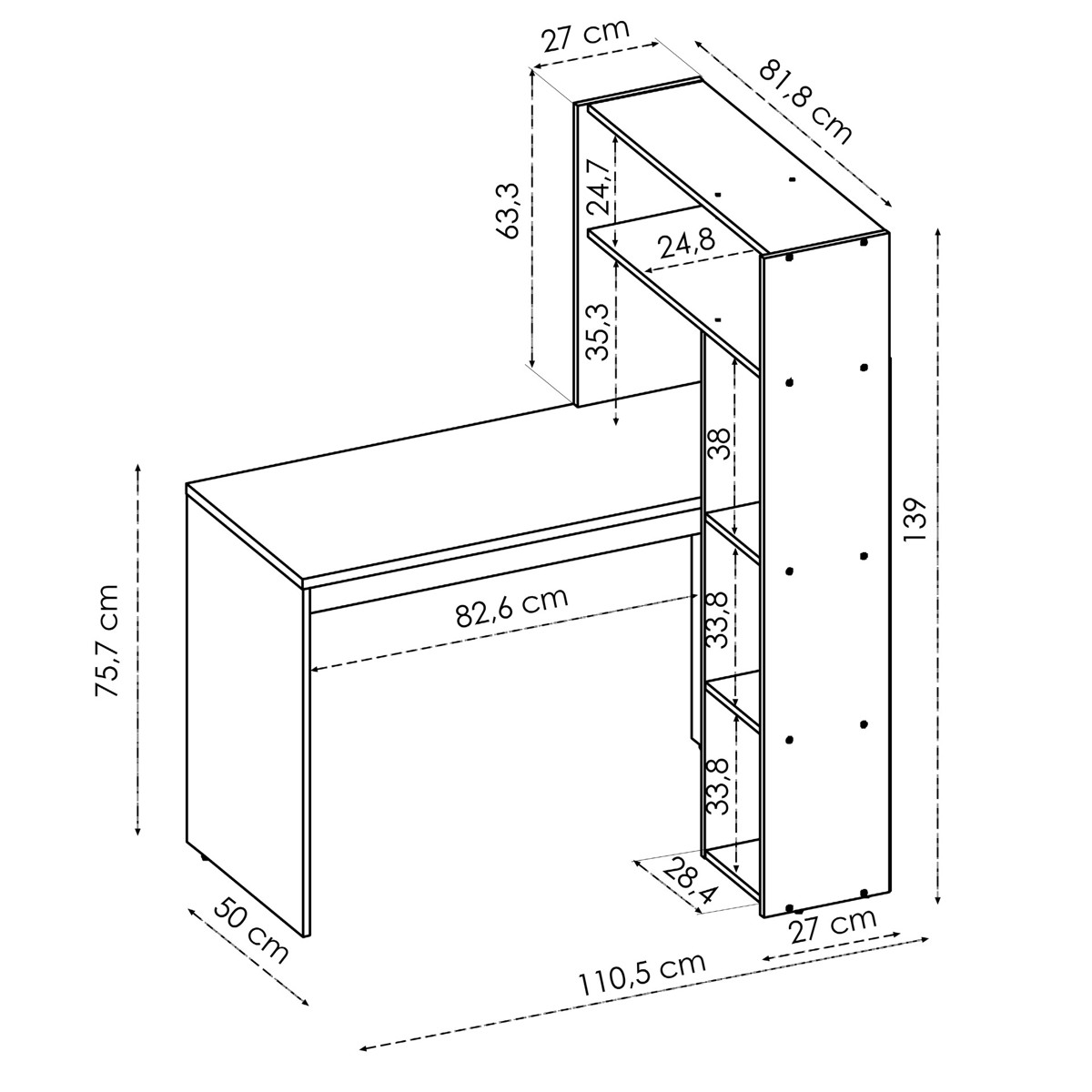 Imagen de Mesa escritorio 1 puerta y estantes