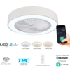 Imagen de SINTRA, Ventilador techo tipo plafón, luxury line, Motor 40W, 60 cm, con mando a distancia, Luz LED 3 colores,control por BLUETOOTH, Blanco