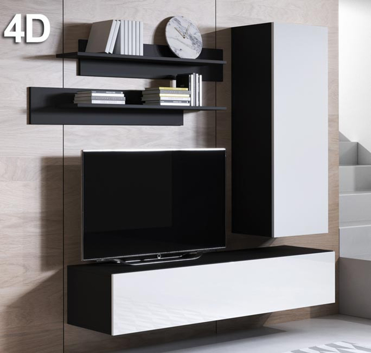 Imagen de Conjunto de muebles Leiko 4D negro y blanco (1,6m)