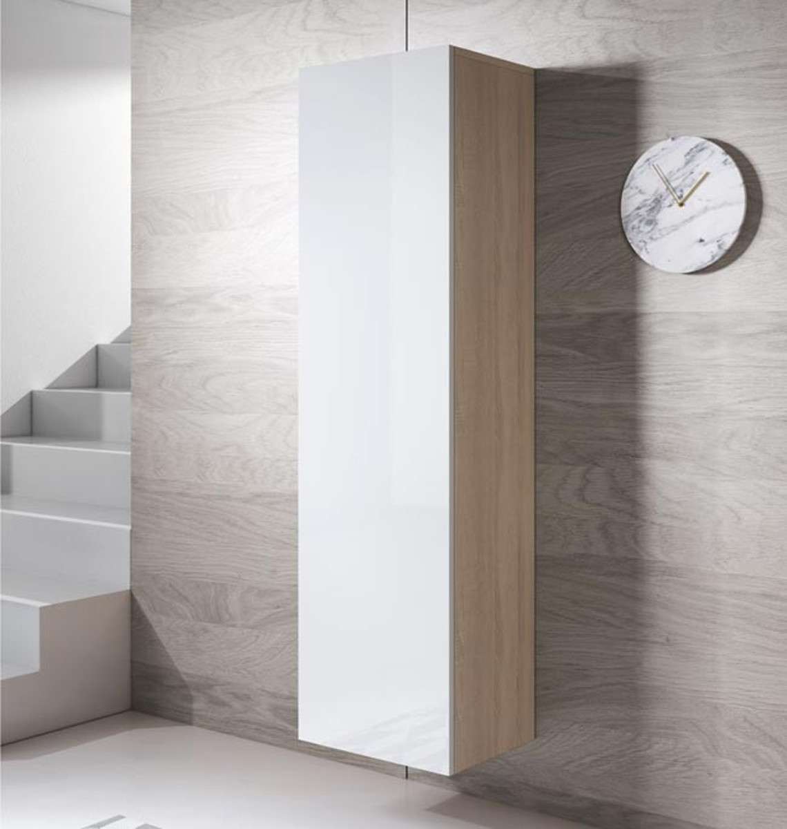 Imagen de Armario colgante modelo Leiko V4 (40x165cm) color sonoma y blanco